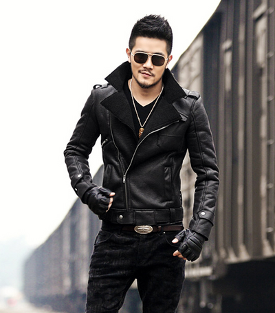 Chaqueta de Cuero Motociclista Premium con Forro de Piel Sintética Engrosada - Image 4