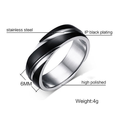 Anillo de Acero de Titanio Negro para Hombre con Diseño Twill - Image 3