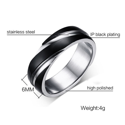 Anillo de Acero de Titanio Negro para Hombre con Diseño Twill - Image 3