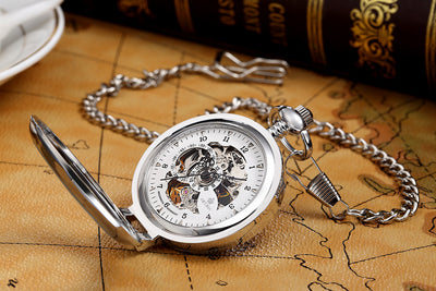 Reloj de Bolsillo Mecánico Manual Esqueleto con Grabado Romano - Image 17