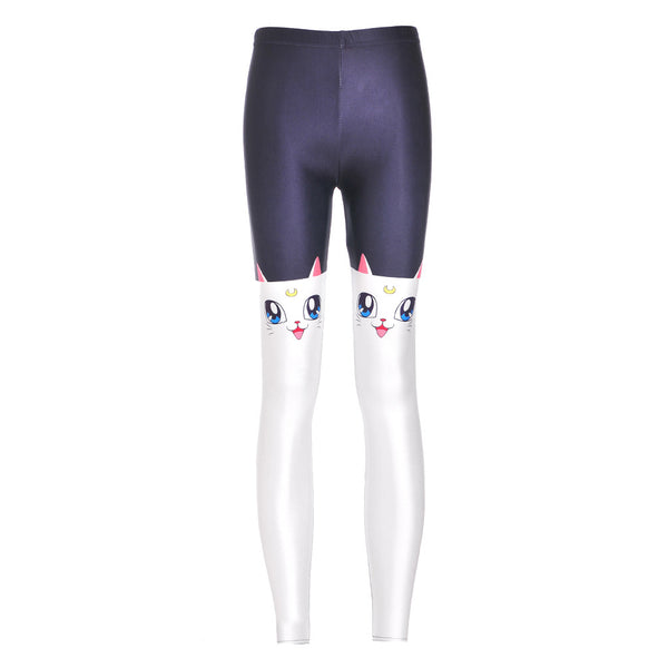 Leggings Deportivos Mujer Estampado Gato Blanco