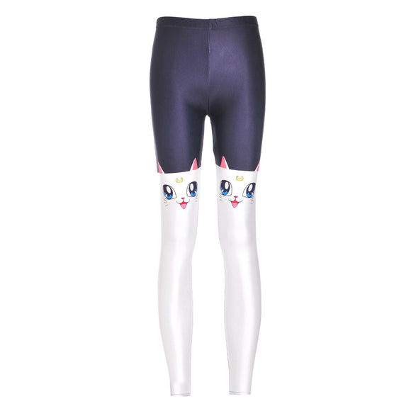 Leggings Deportivos Mujer Estampado Gato Blanco