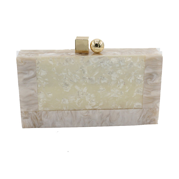 Bolso Clutch Acrílico Marmoleado Blanco - Image 3