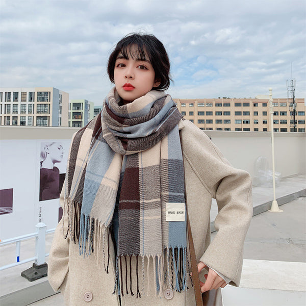 Bufanda de Invierno Mujer Estilo Coreano Clásico Británico - Image 10
