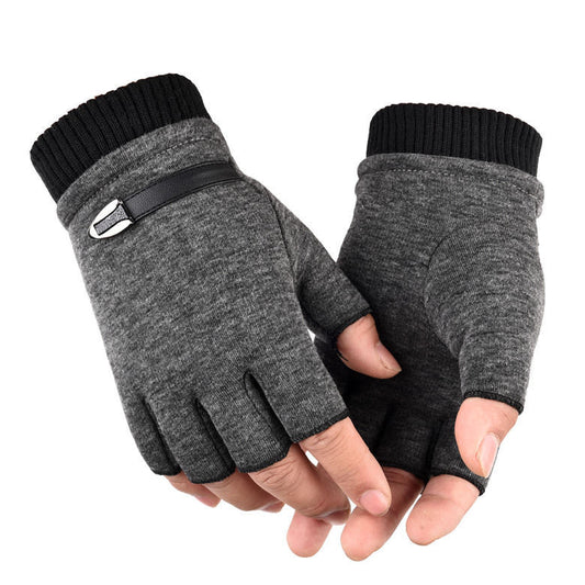 Guantes sin dedo para hombre y mujer sin forro de terciopelo para otoño e invierno