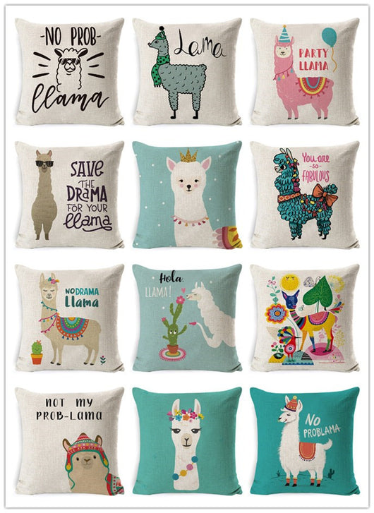 Funda de Cojín Cuadrada con Estampado de Alpaca