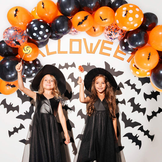 Pegatinas de Murciélagos Halloween Naranja y Negro para Decoración de Fiestas