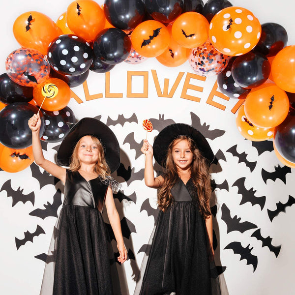 Pegatinas de Murciélagos Halloween Naranja y Negro para Decoración de Fiestas