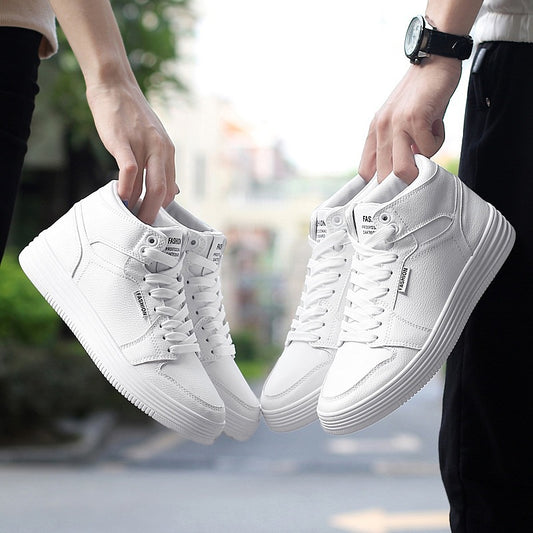 Zapatillas Blancas Altas para Hombre con Cierre de Correa