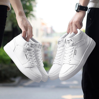 Zapatillas Blancas Altas para Hombre con Cierre de Correa