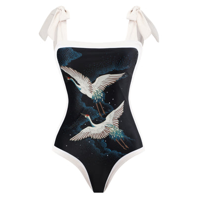 Traje de Baño Retro Una Pieza con Falda de Gasa - Image 38