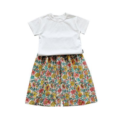 Pantalones anchos con protección solar y estampado floral para niñas - Image 6