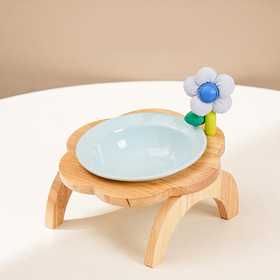 Comedero y Bebedero para Gatos con Soporte de Madera - Diseño Floral en Cerámica - Image 12