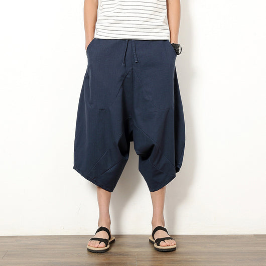 Pantalones Holgados Retro de Algodón y Lino para Hombre - Image 4