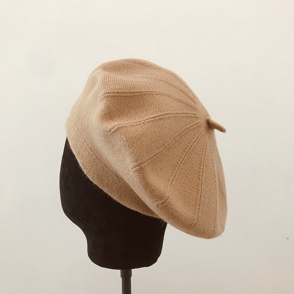 Boina Retro Tejida con Patrón de Calabaza - Estilo Casual Japonés