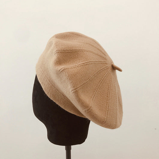 Boina Retro Tejida con Patrón de Calabaza - Estilo Casual Japonés