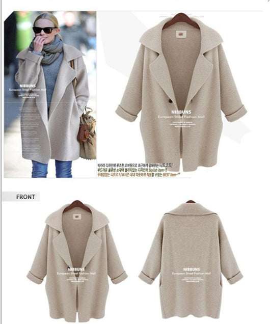 Chaqueta Tejida con Cuello de Solapa - Largo Medio para Mujer - Image 8
