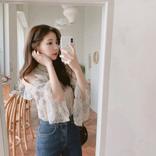 Blusa Floral Hombros Descubiertos con Mangas Acampanadas - Diseño Elegante para Primavera - Image 16