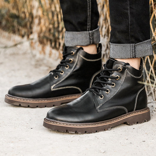 Botas de Cuero Vintage para Hombre - Estilo Clásico Robusto - Image 17