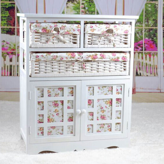 Armario Multiusos de Madera Maciza con Puertas y Compartimentos de Almacenamiento