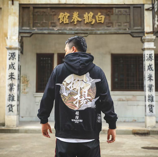 Sudadera Hoodie Estilo Chino con Grúas Bordadas - Diseño Suelto y Cómodo para Parejas - Image 5