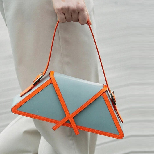 Bolso Trapecio con Costuras Contrastadas - Cartera Axilar Panelada