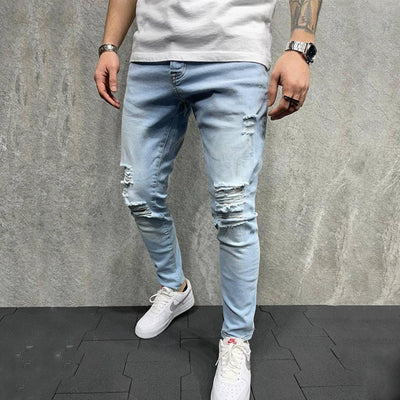 Jeans Slim Fit Azul Claro con Roturas - Image 20