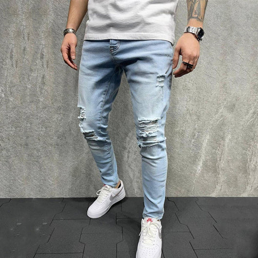 Jeans Slim Fit Azul Claro con Roturas - Image 20