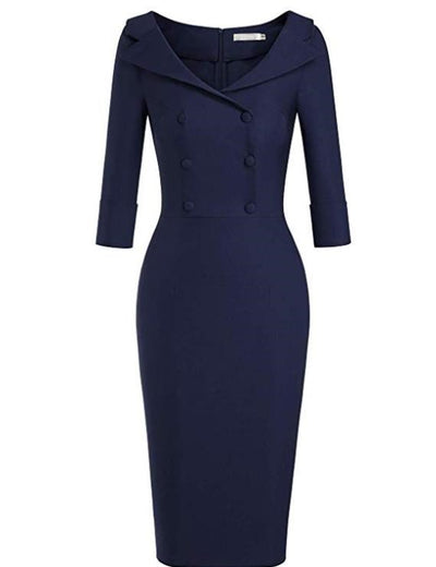 Vestido Retro de Baile con Cuello Barco Vino - Falda Lápiz Elegante - Image 14