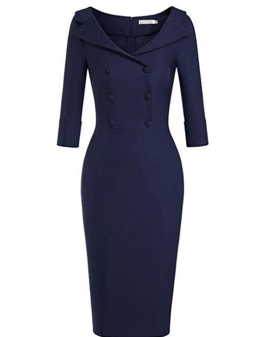 Vestido Retro de Baile con Cuello Barco Vino - Falda Lápiz Elegante - Image 14