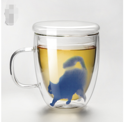 Taza Térmica de Vidrio Soplado con Diseño de Gato - Doble Aislamiento - Image 9