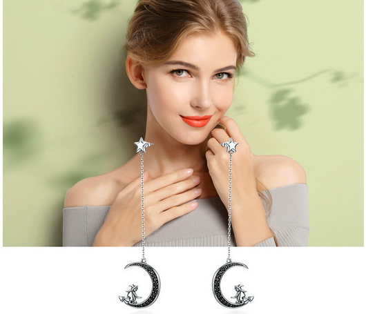 Aretes Largos de Plata Esterlina Brujas Místicas con Diseño de Orejas - Image 9