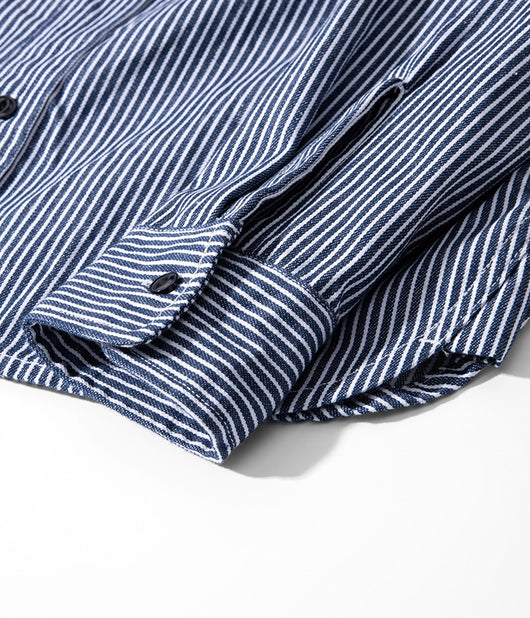 Camisa Retro de Rayas Verticales Manga Larga para Hombre - Image 45