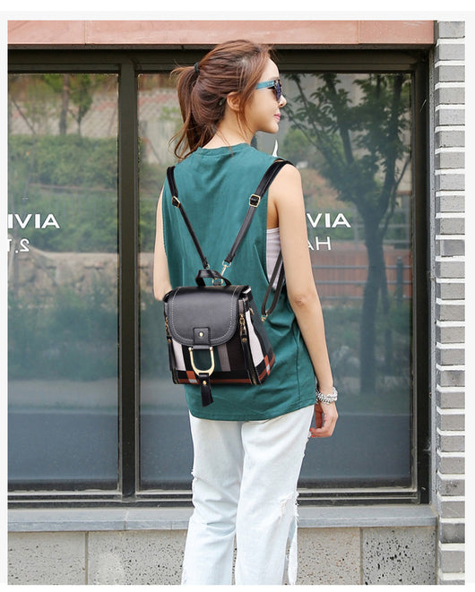 Mochila Cuadriculada para Mujer: Bolsa Escolar y de Viaje - Image 4