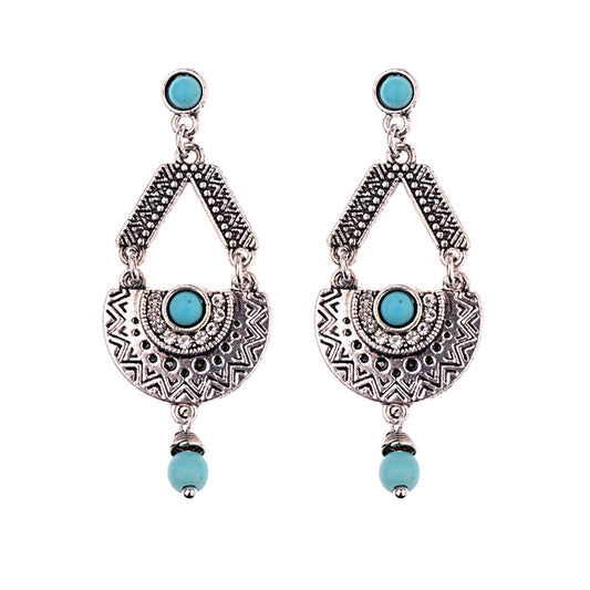 Aretes de Aleación con Piedras de Gema