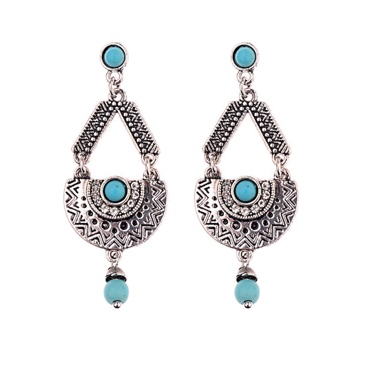 Aretes de Aleación con Piedras de Gema