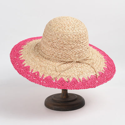 Sombrero de Rafia con Ala Ancha y Protección Solar con Ajuste de Color - Image 12