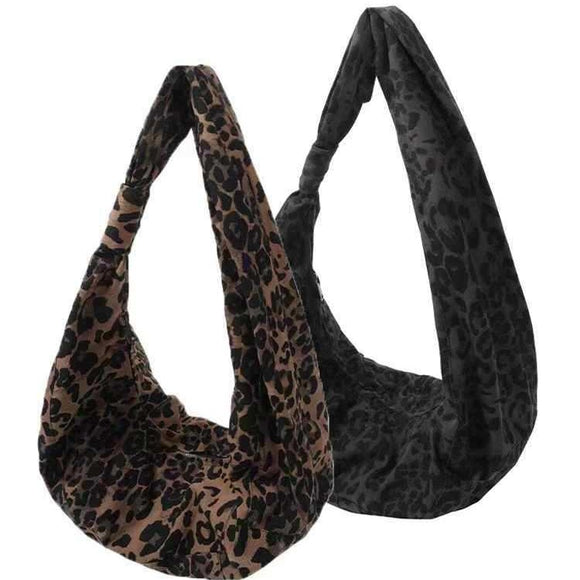 Bolsa Bandolera Estampado Leopardo con Pliegues