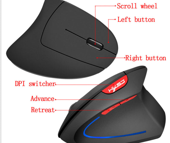 Ratón Ergonómico Vertical Inalámbrico Gamer con Carga USB