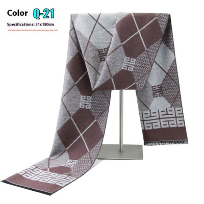 Bufanda Ejecutiva de Cachemira Rayada para Hombre Invierno - Image 26