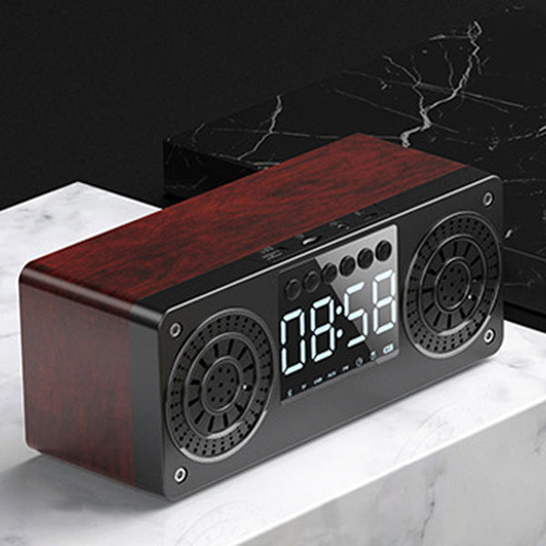 Reloj Parlante Bluetooth de Madera con Subwoofer Retro
