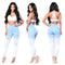 Jeans Rotos Degradado Azul y Blanco