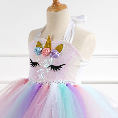 Vestido Infantil de Lentejuelas y Malla Hecho a Mano - Image 2