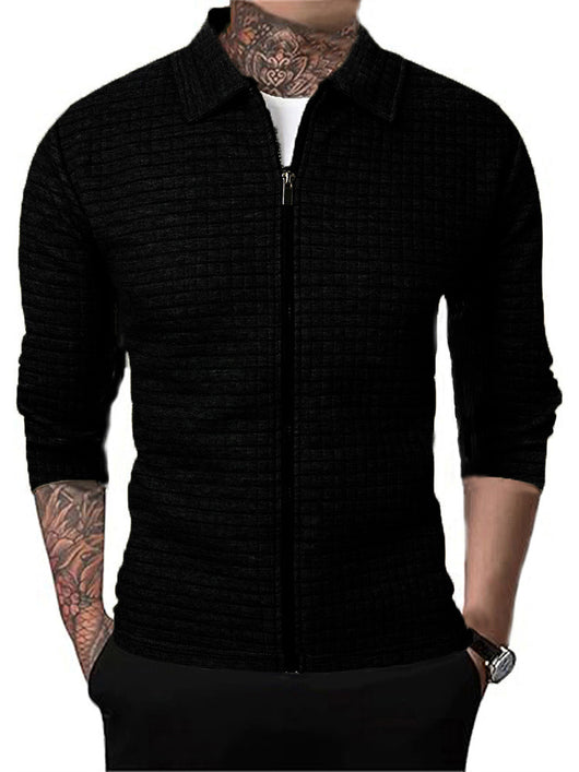 Cardigan Tipo Waffle con Solapa para Hombre - Casual y Versátil - Image 6