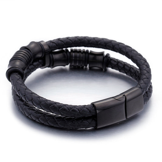Pulsera de Cuero para Hombre Acero Inoxidable Dorado con Cierre Magnético - Image 2