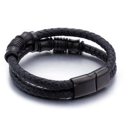 Pulsera de Cuero para Hombre Acero Inoxidable Dorado con Cierre Magnético - Image 2