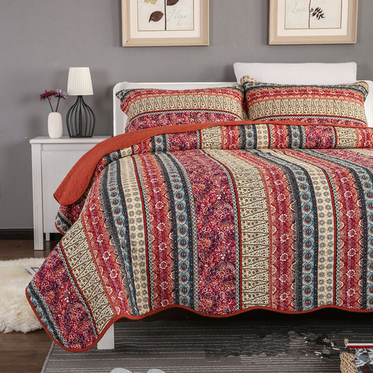 Juego de 3 Piezas de Colcha de Algodón y Lino - Image 2