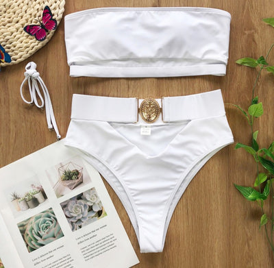Traje de Baño Dividido para Mujer con Hebilla Metálica - Image 3