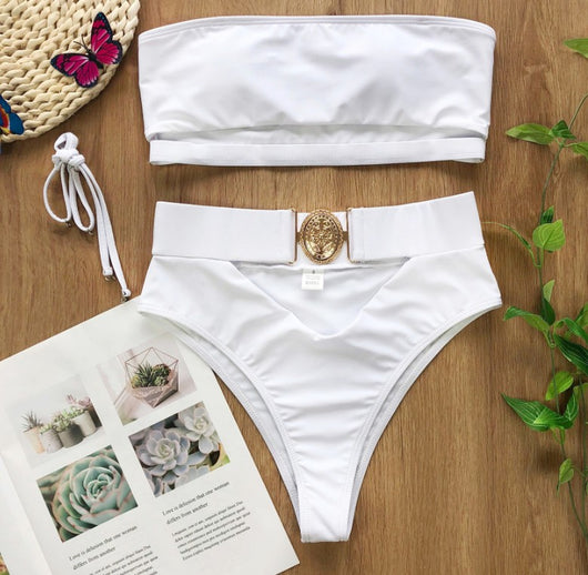 Traje de Baño Dividido para Mujer con Hebilla Metálica - Image 3