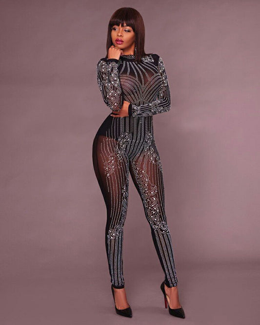 Jumpsuit de Malla Manga Larga Cuello Redondo - Image 2